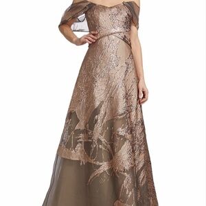 Rene Ruiz Strapless Dress in Shimmering Brown